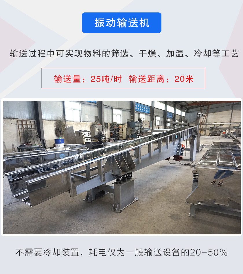輸送過程中可實現(xiàn)物料的篩選、干燥、加溫、冷卻等工藝