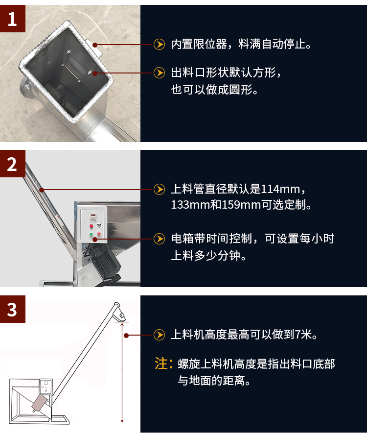 不銹鋼螺旋輸送機自動上料，可定制管徑，高度可做到7米